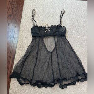 Black Sheer Lace Babydoll Dress Lingerie